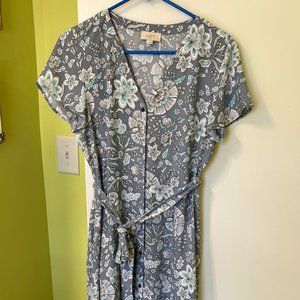 Loft Button-down Tie Waist Dress